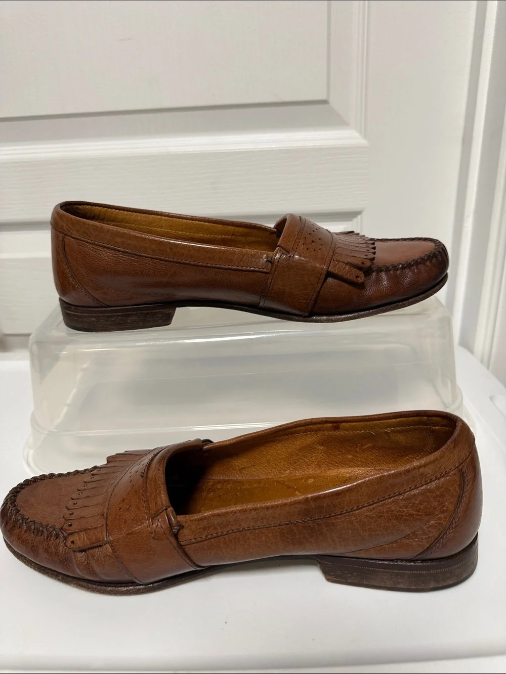 Men’s 8.5 Alfani Brown Leather Kiltie Penny Loafers